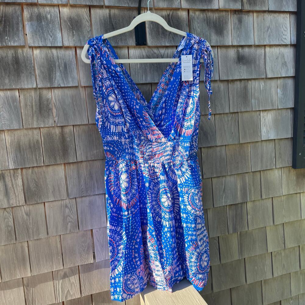 CUPSHE NWT Abstract Blue Mini Sun Dress, Size L, Sold Out On Site!